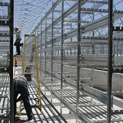 Growing beds being assembled in room